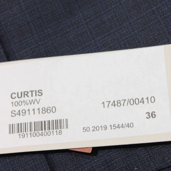 Zanella NWT Stretch Dress Pants Size 36 US Curtis In Subtle Blue Plaid 100% Wool
